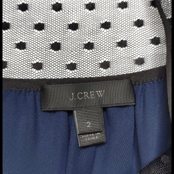 J Crew Navy Keyhole Blouse with Sheer Shoulders - Picture 3 of 4